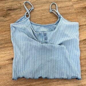 American Eagle Outfitters Blue Ribbed Buttoned Camisole